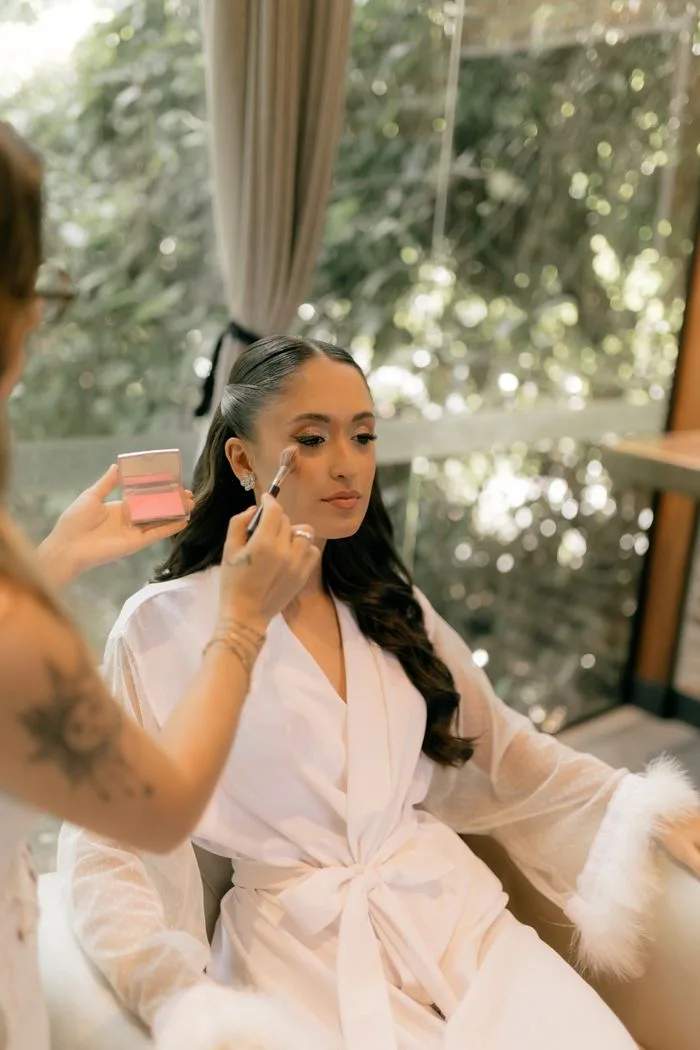 Bridal beauty preparation with soft natural makeup