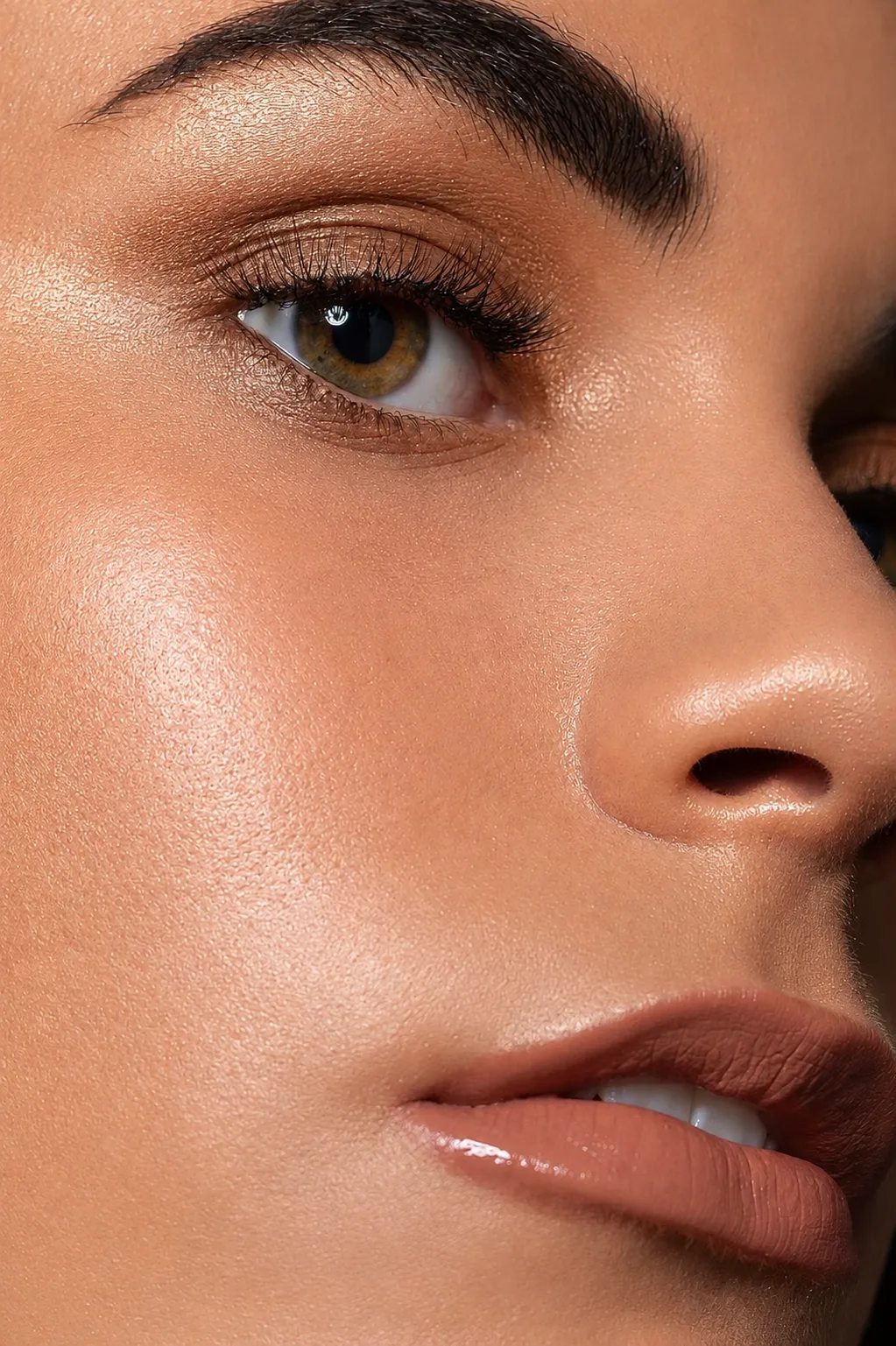 The same close-up of skin shown with a smoother, more even finish