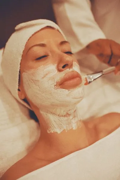 Facial treatment in progress