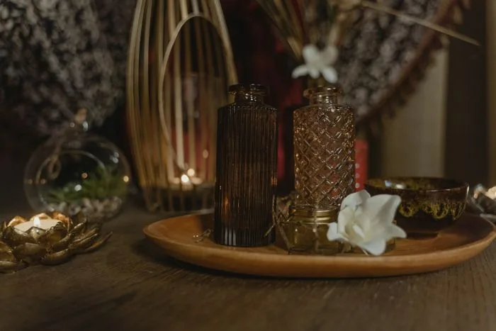 Quiet relaxation lounge with candles and linen